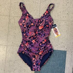 Lands End Floral One-Piece Swimsuit S NWT